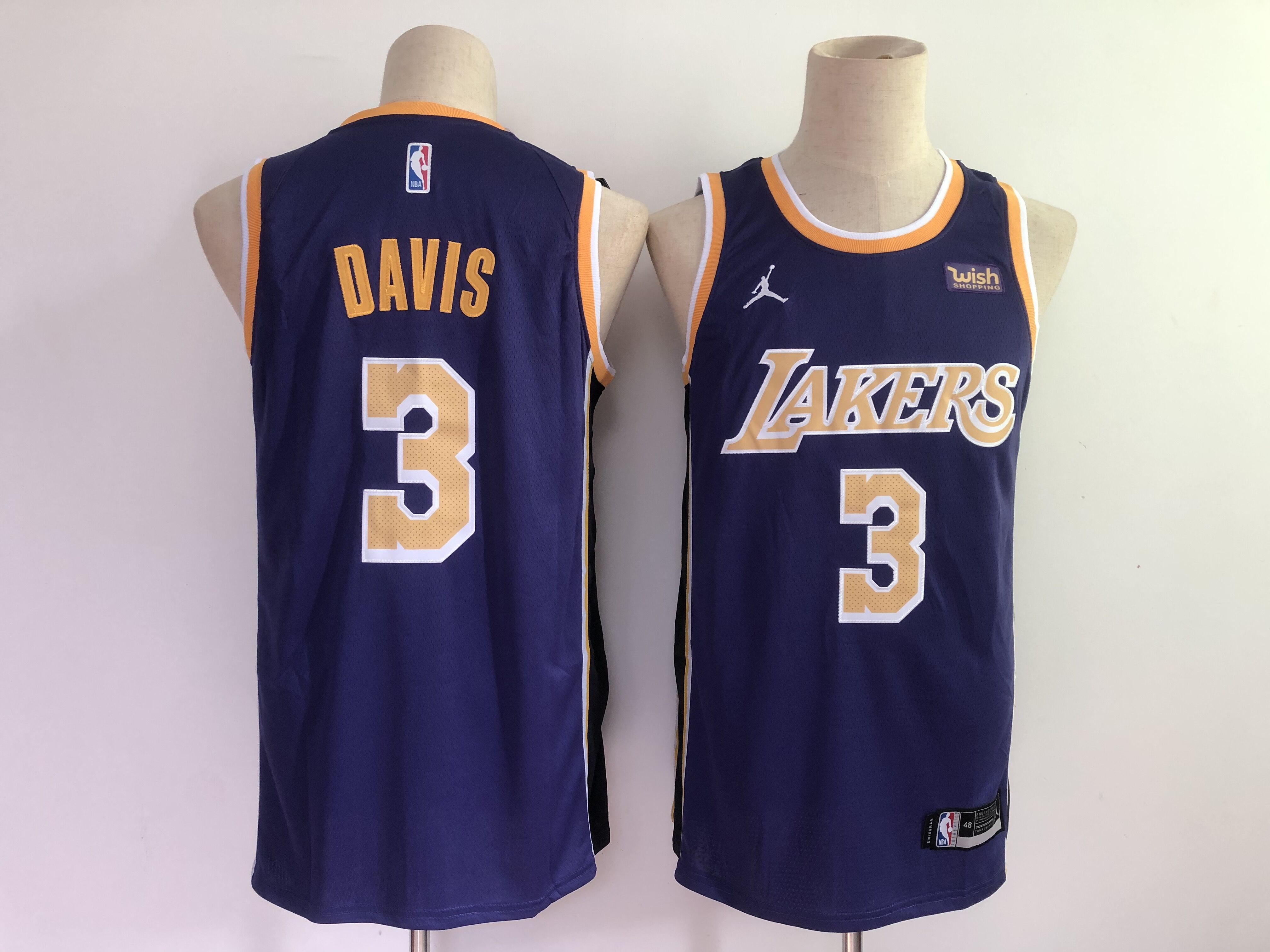 Men Los Angeles Lakers #3 Davis Purple Jordan mark 2021 NBA Jersey->brooklyn nets->NBA Jersey